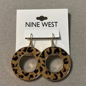 Nine West Cheetah Hoop Earrings